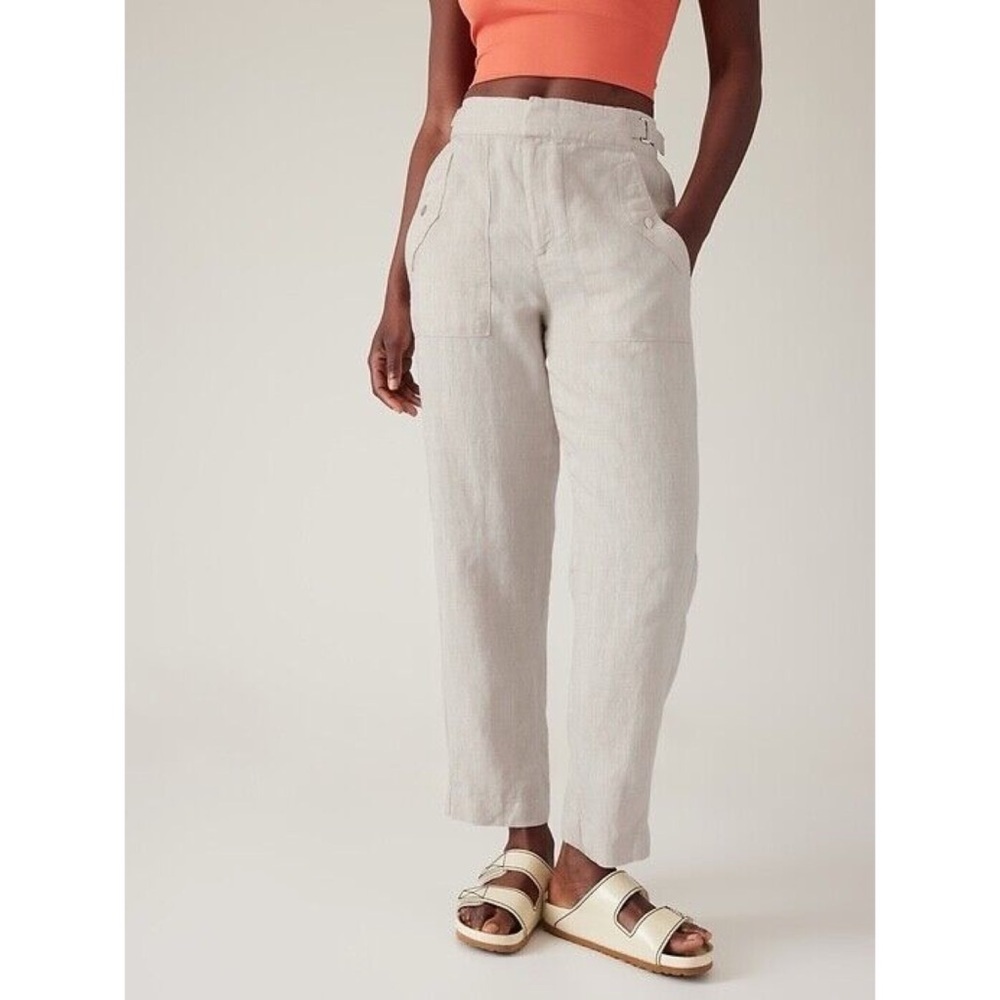 Athleta Voyager 100% Linen Pants Cream Naturally Neutrals 10 Everyday Silver